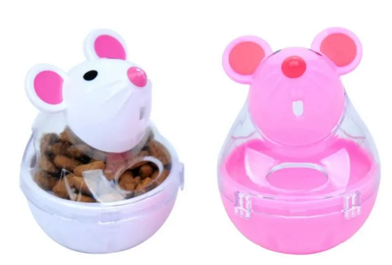 Cat Toy Mouse Tumbler Leak Food Feeder Pet Puzzle Cartoon Cat Toy Leakage Ball Kitten Interactive Toys Slow Feeding Pet Supplies