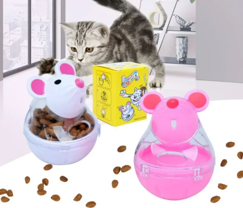 Cat Toy Mouse Tumbler Leak Food Feeder Pet Puzzle Cartoon Cat Toy Leakage Ball Kitten Interactive Toys Slow Feeding Pet Supplies