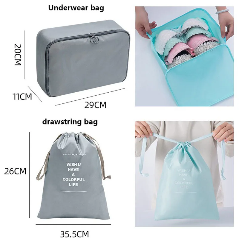 Travel Storage Bags Set 7/8/9/10-Piece Digital Toiletries Organizer Suitcase Packing Cubes for Clothes Shoes Clothes Tidy Pouch
