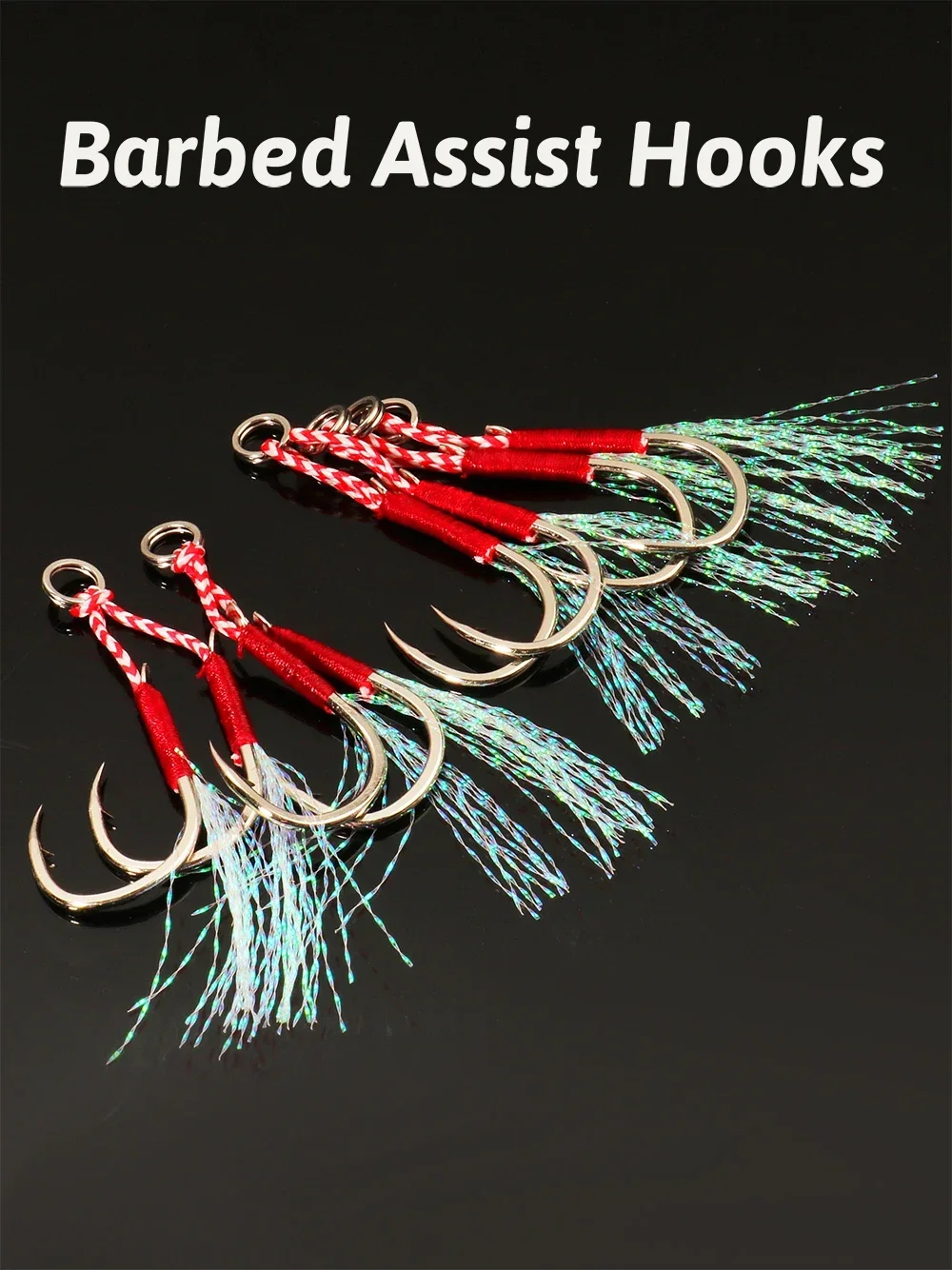 10PCS/Lot Cast Jig Assist Hook High Carbon Steel Angle Barbed Thread Feather Lure Fishing Tackle Slow Jigging Sea Pesca Fishhook