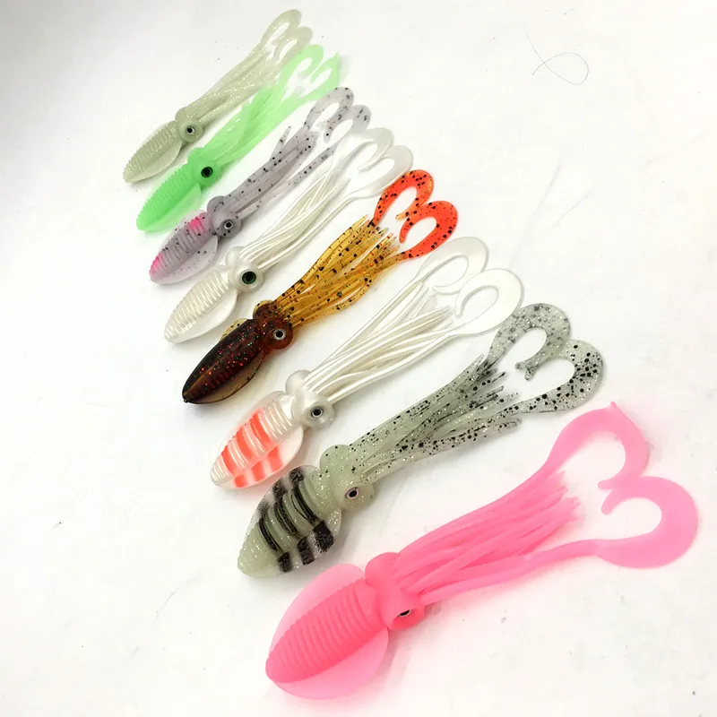 12cm/15cm/18cm Fishing Soft Lure Luminous/UV Squid Jig Fishing Tuna Lures Octopus Skirts Sea Fishing Wobbler Bait Lure Leurre