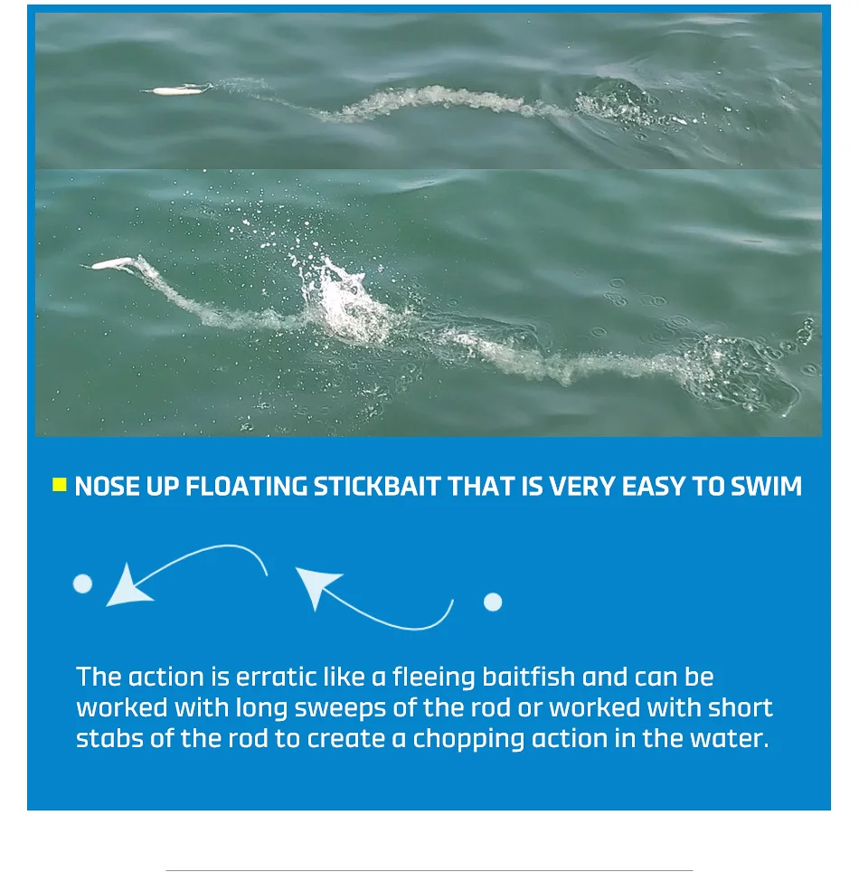 Noeby Blue Vortex Floating Stickbait Fishing Lure 160mm 46g Artificial Hard Bait for GT Tuna Kingfish Saltwater Fishing Lure