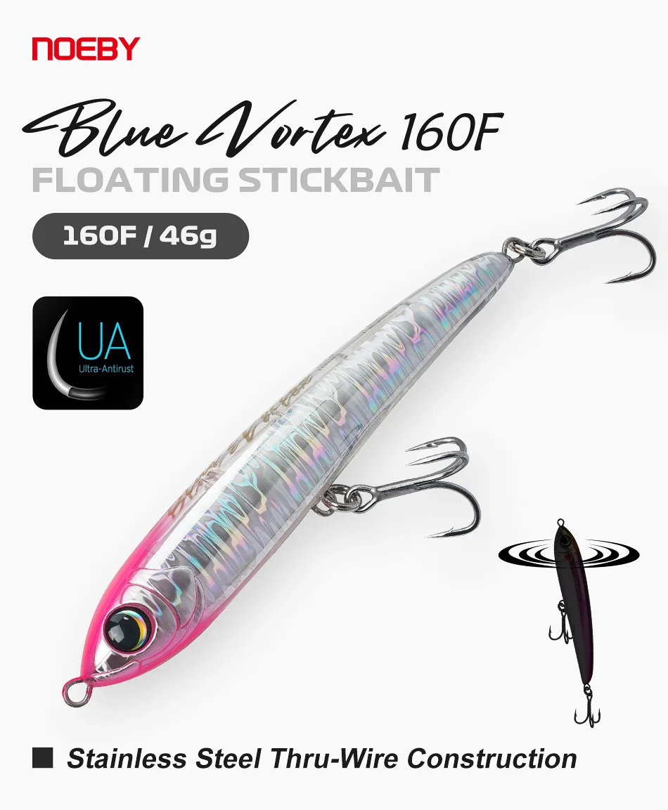 Noeby Blue Vortex Floating Stickbait Fishing Lure 160mm 46g Artificial Hard Bait for GT Tuna Kingfish Saltwater Fishing Lure