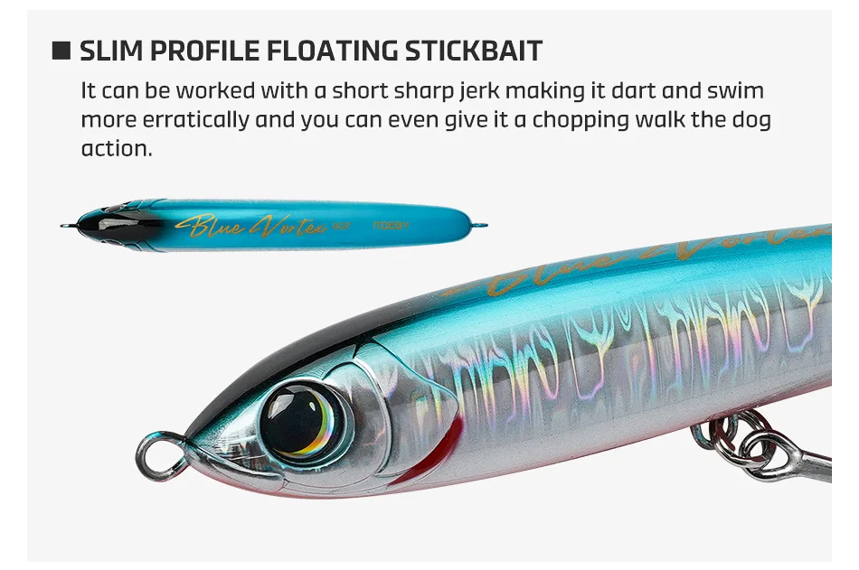 Noeby Blue Vortex Floating Stickbait Fishing Lure 160mm 46g Artificial Hard Bait for GT Tuna Kingfish Saltwater Fishing Lure
