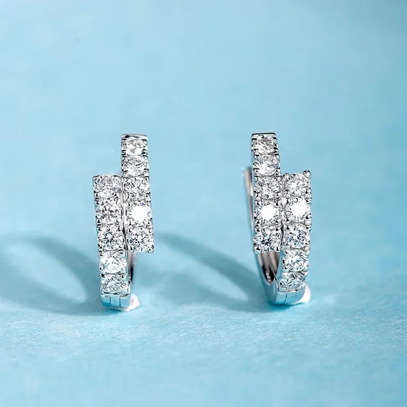 Huitan Trendy Women's Hoop Earrings Dainty Dazzling Cubic Zirconia Silver Color Crystal Circle Earrings Exquisite Female Jewelry