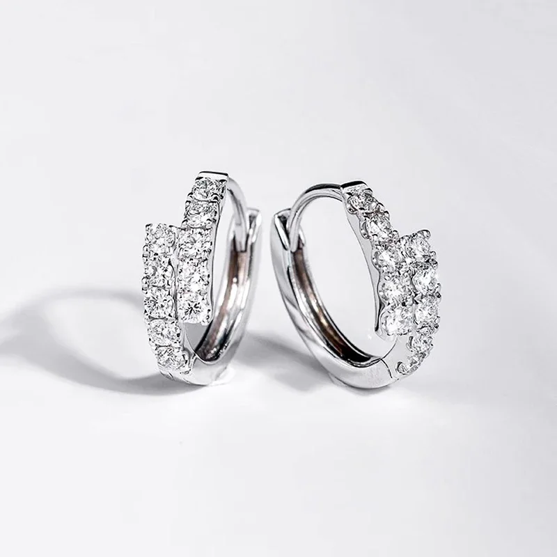 Huitan Trendy Women's Hoop Earrings Dainty Dazzling Cubic Zirconia Silver Color Crystal Circle Earrings Exquisite Female Jewelry
