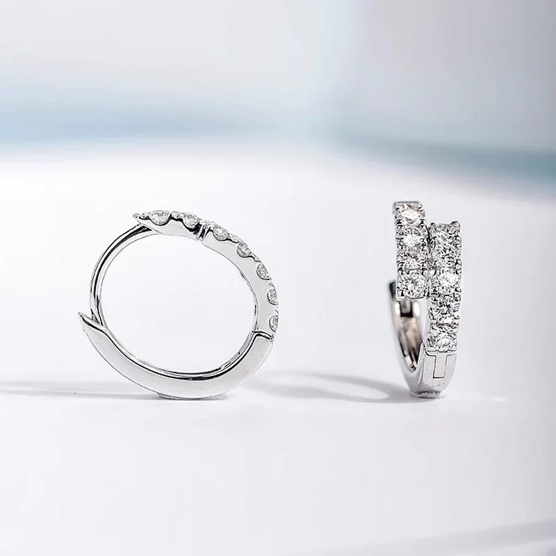 Huitan Trendy Women's Hoop Earrings Dainty Dazzling Cubic Zirconia Silver Color Crystal Circle Earrings Exquisite Female Jewelry