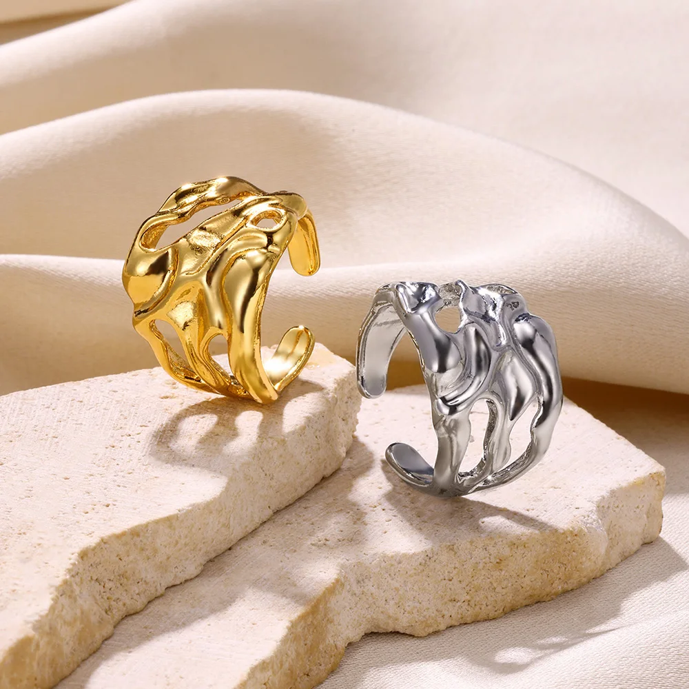 Stainless Steel Knot Rings For Women Girls Gold Color Star Finger Ring Vintage Simply Jewelry Gift Anillos Bague Femme