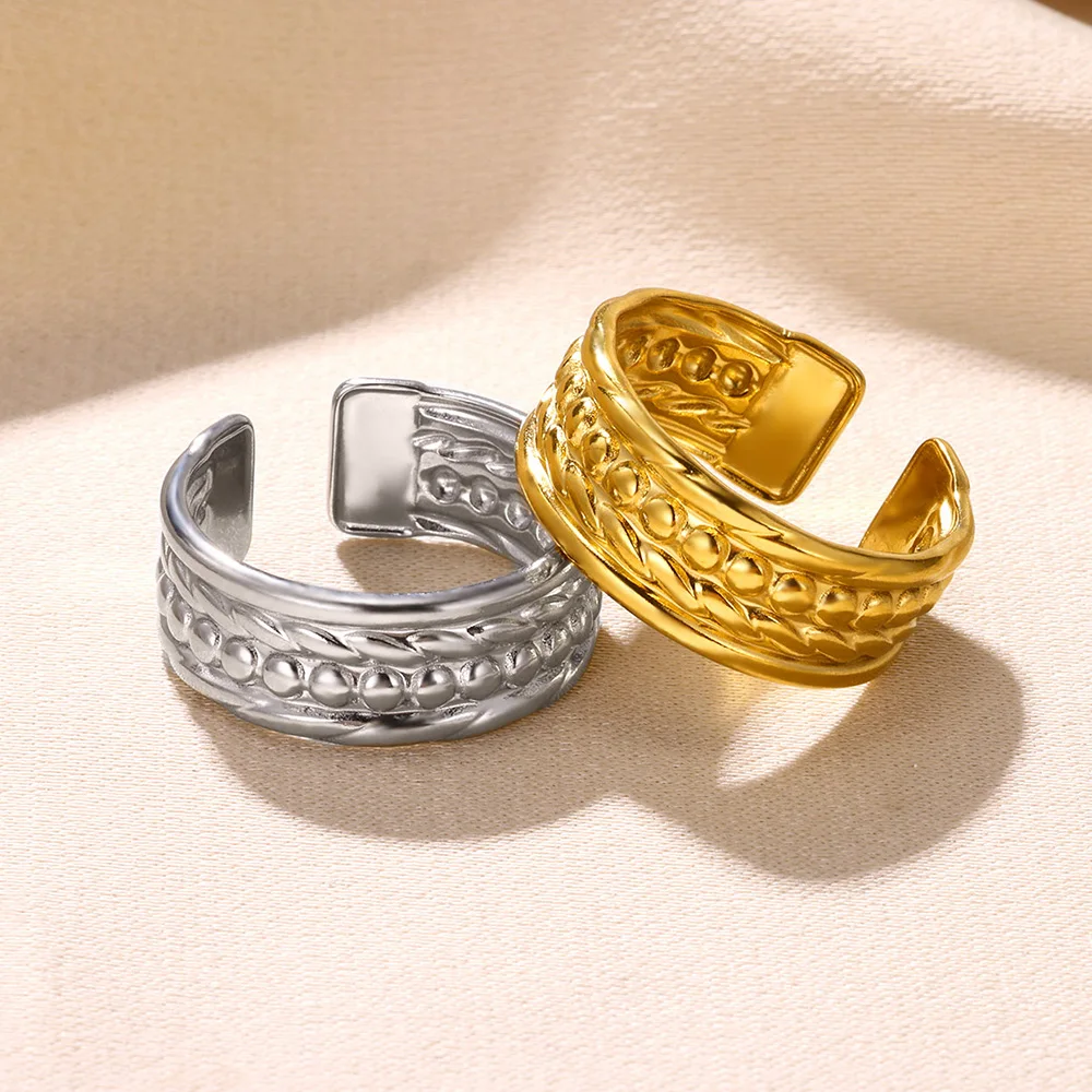 Stainless Steel Knot Rings For Women Girls Gold Color Star Finger Ring Vintage Simply Jewelry Gift Anillos Bague Femme