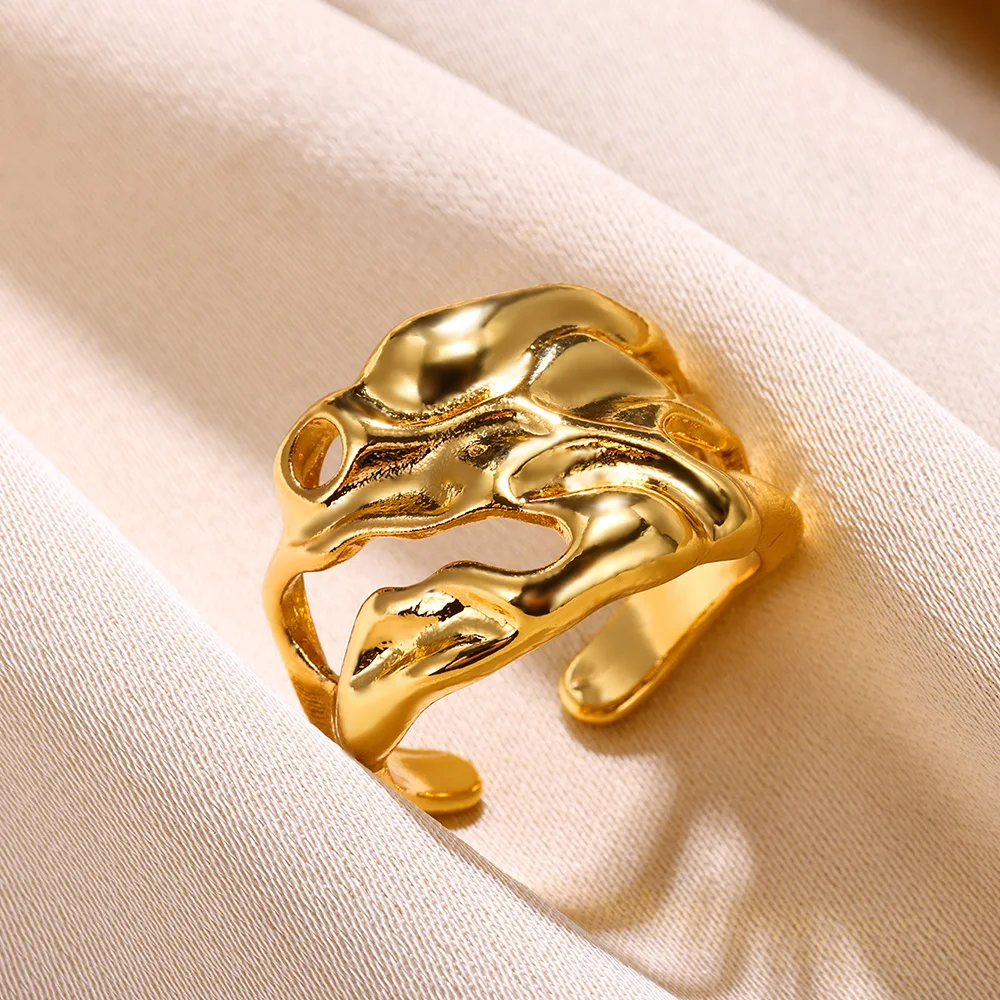 Stainless Steel Knot Rings For Women Girls Gold Color Star Finger Ring Vintage Simply Jewelry Gift Anillos Bague Femme