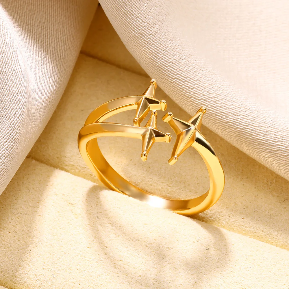 Stainless Steel Knot Rings For Women Girls Gold Color Star Finger Ring Vintage Simply Jewelry Gift Anillos Bague Femme