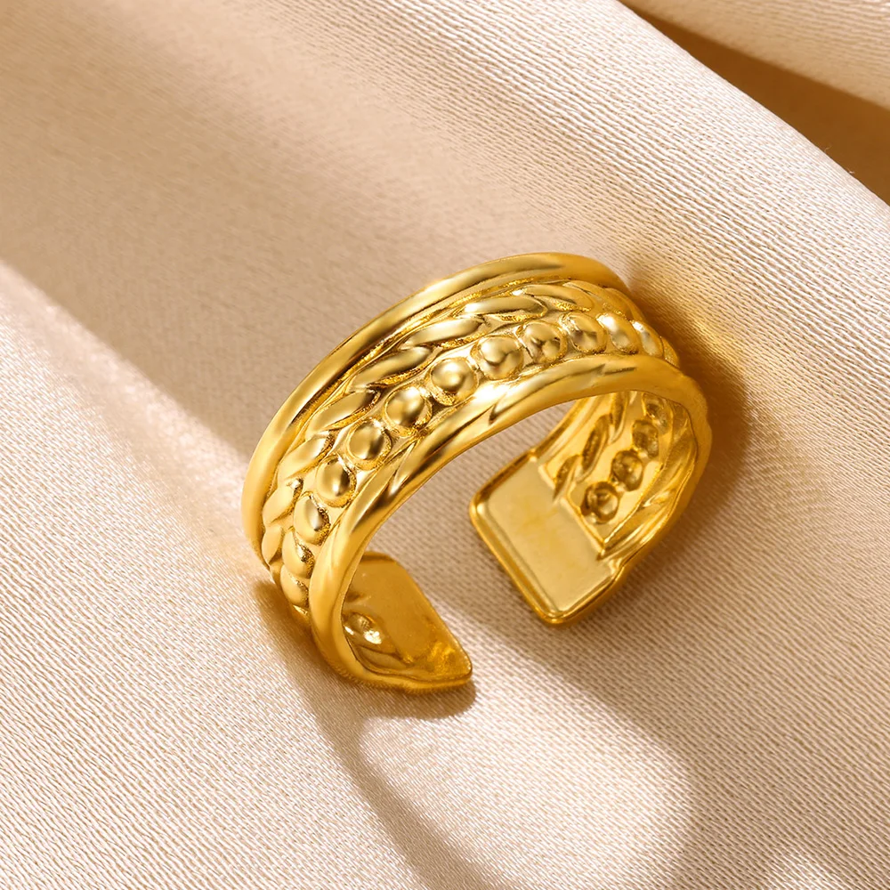 Stainless Steel Knot Rings For Women Girls Gold Color Star Finger Ring Vintage Simply Jewelry Gift Anillos Bague Femme