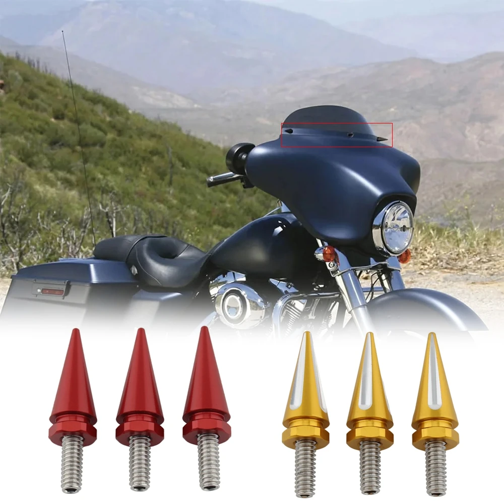 3xMotorcycle Windscreen Windshield Trim Screw Bolts Black/Chrome/Red/Blue/Gold For Harley Touring Electra Street Glide 96-2013