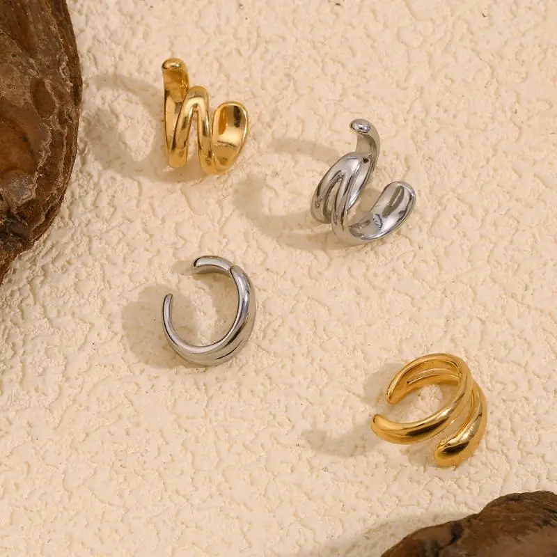 Fashion Women's Piercless Ear Clip Earring Classic Gold Color Trendy Earcuff Earrings Girl Gift Simple Daily Wear Jewelry