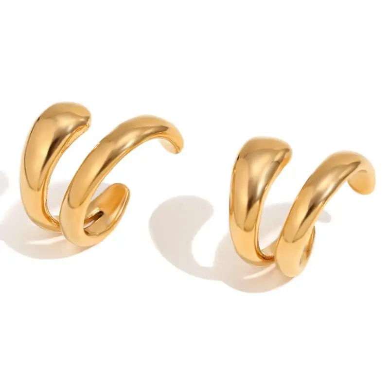 Fashion Women's Piercless Ear Clip Earring Classic Gold Color Trendy Earcuff Earrings Girl Gift Simple Daily Wear Jewelry