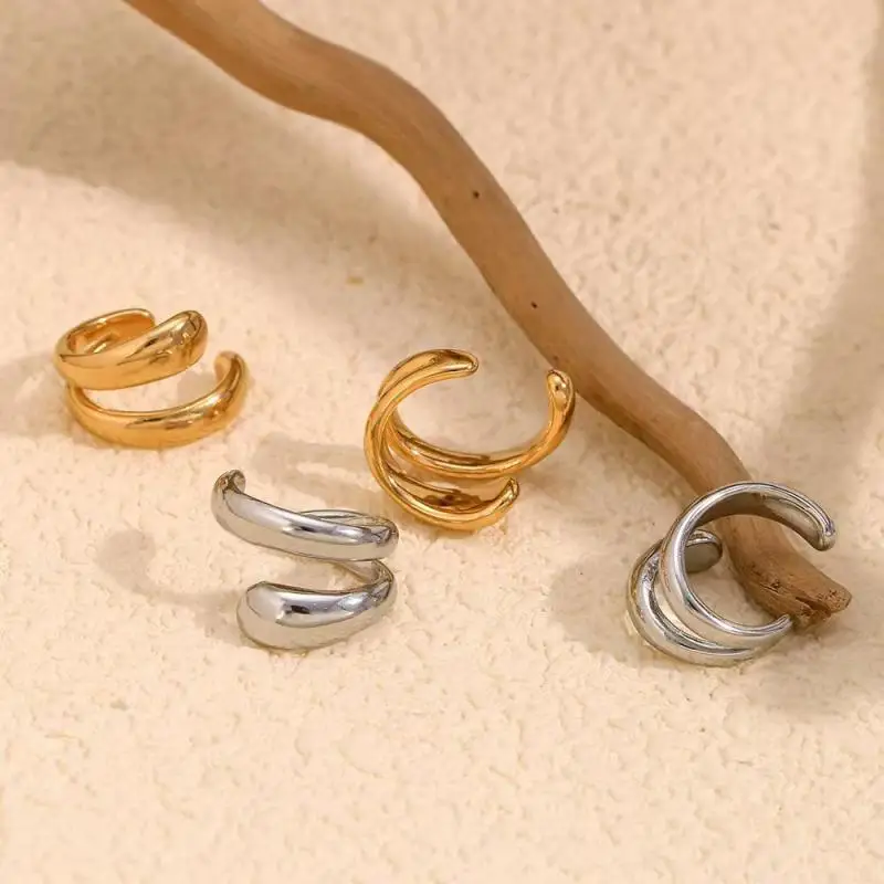 Fashion Women's Piercless Ear Clip Earring Classic Gold Color Trendy Earcuff Earrings Girl Gift Simple Daily Wear Jewelry