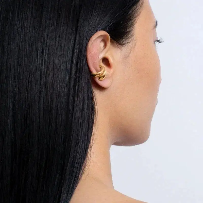 Fashion Women's Piercless Ear Clip Earring Classic Gold Color Trendy Earcuff Earrings Girl Gift Simple Daily Wear Jewelry