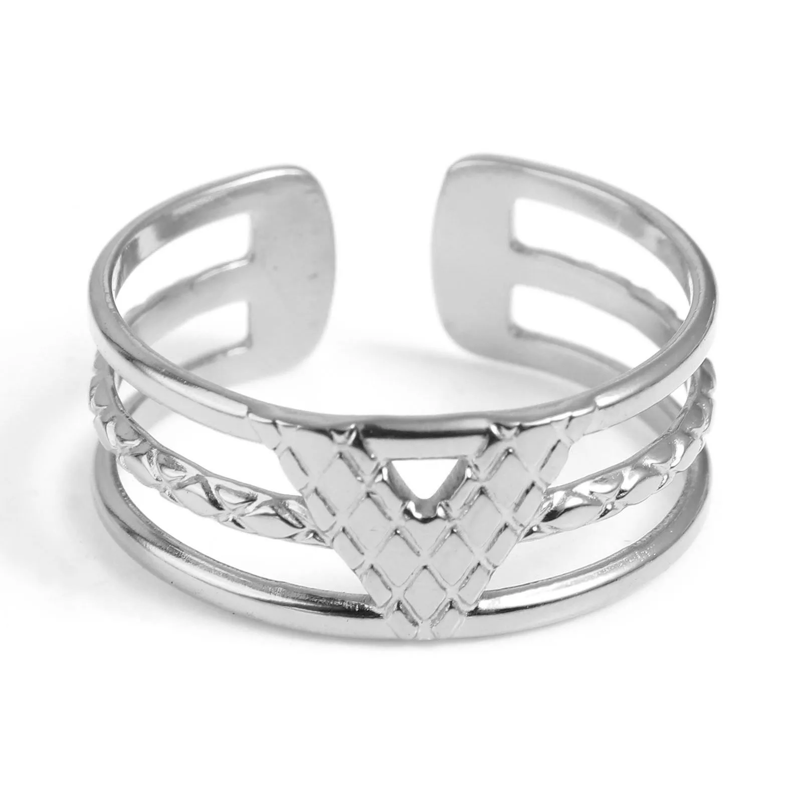 Fashion Stainless Steel Open Rings For Men Women Jewelry Classic Gold Color Link Chain Adjustable Ring Gift (US size 8.5) 18.5mm