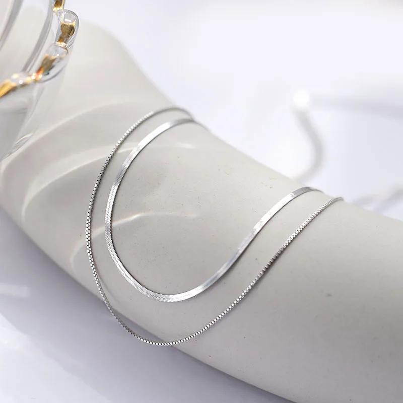 316L Stainless Steel Fashion Simple Snake Chain Collarbone Necklace Women's Retro Silver Colour Chain Short Necklace Fashion Jew