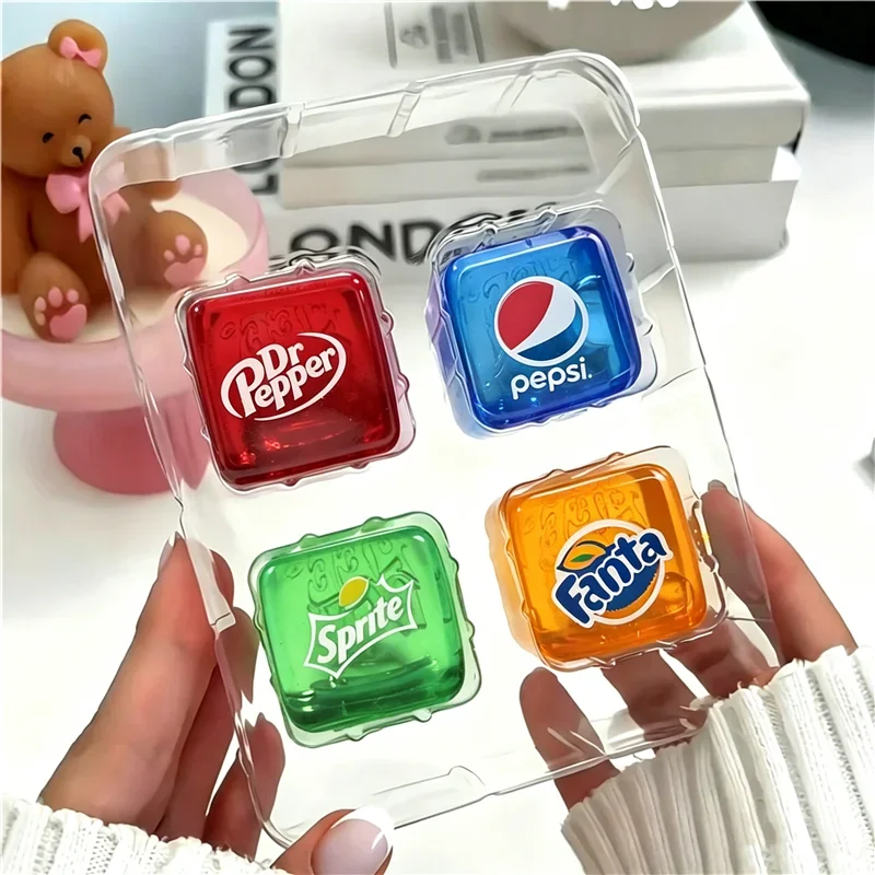 Schylling Needoh Nice Ice Baby 4 Pack Teenie Cube Fidget Relief Sensory Toy Cola Sprite Cube Squish Toy Maltose Non-toxic Gift