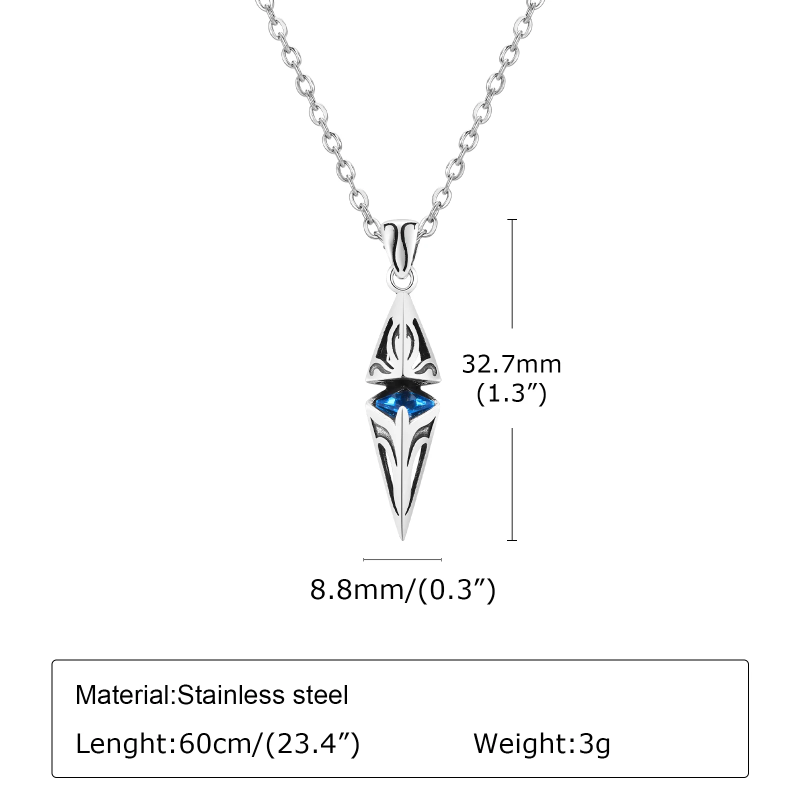 Stylish Blue Stone Man Necklaces Stainless Steel Jewelry Cube Pendant Collar Birthday Party Dad Boyfriend Valentine Gifts