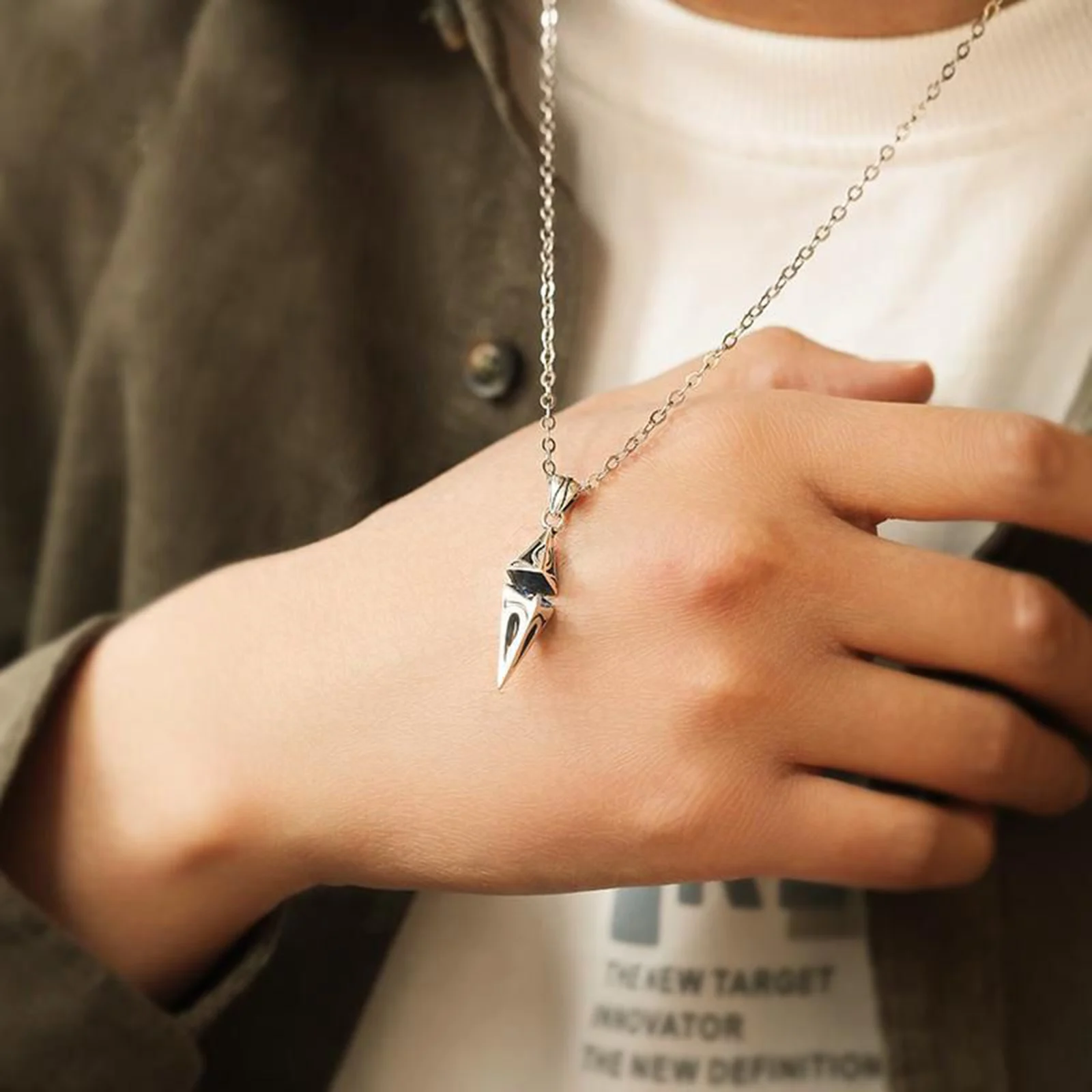 Stylish Blue Stone Man Necklaces Stainless Steel Jewelry Cube Pendant Collar Birthday Party Dad Boyfriend Valentine Gifts