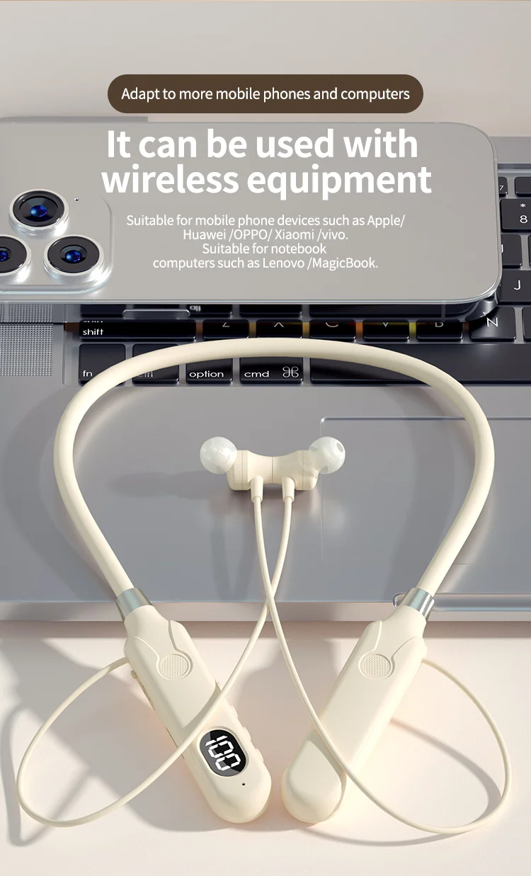 BT-12 Wireless Bluetooth Earphones Sports Headphones Card Insertion Digital Display Noise Cancelling Headset HiFi Music Earbuds