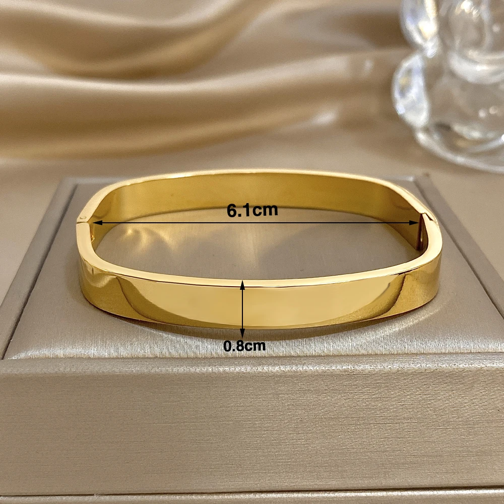 Greatera 5/8mm Wide Bracelet Square Adjustable Delicacy Original Design Stainless Steel Popular Men Women's Bangle Jewelry Gift