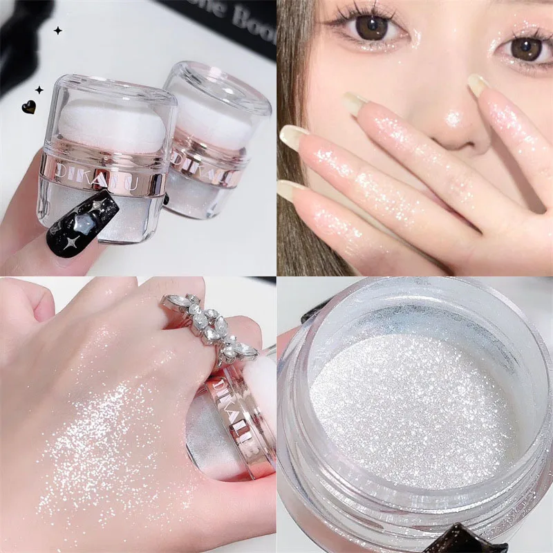 DIKALU Sparkling Fairy High Light Body Glitter Powder Clavicular Patting Powder Moonlight White Sparkling Powder Makeup
