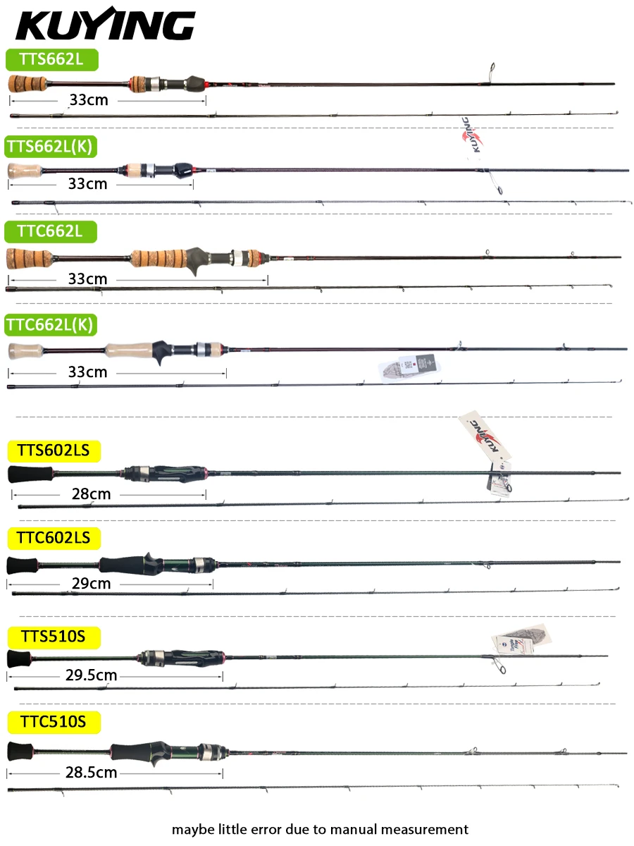 KUYING TETON Spinning Casting Rod For Fishing Lure Rods BFS Pole Carbon 0.8-8g 1-8lb FUJI Parts Baitcaster