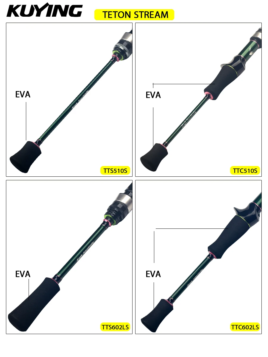 KUYING TETON Spinning Casting Rod For Fishing Lure Rods BFS Pole Carbon 0.8-8g 1-8lb FUJI Parts Baitcaster