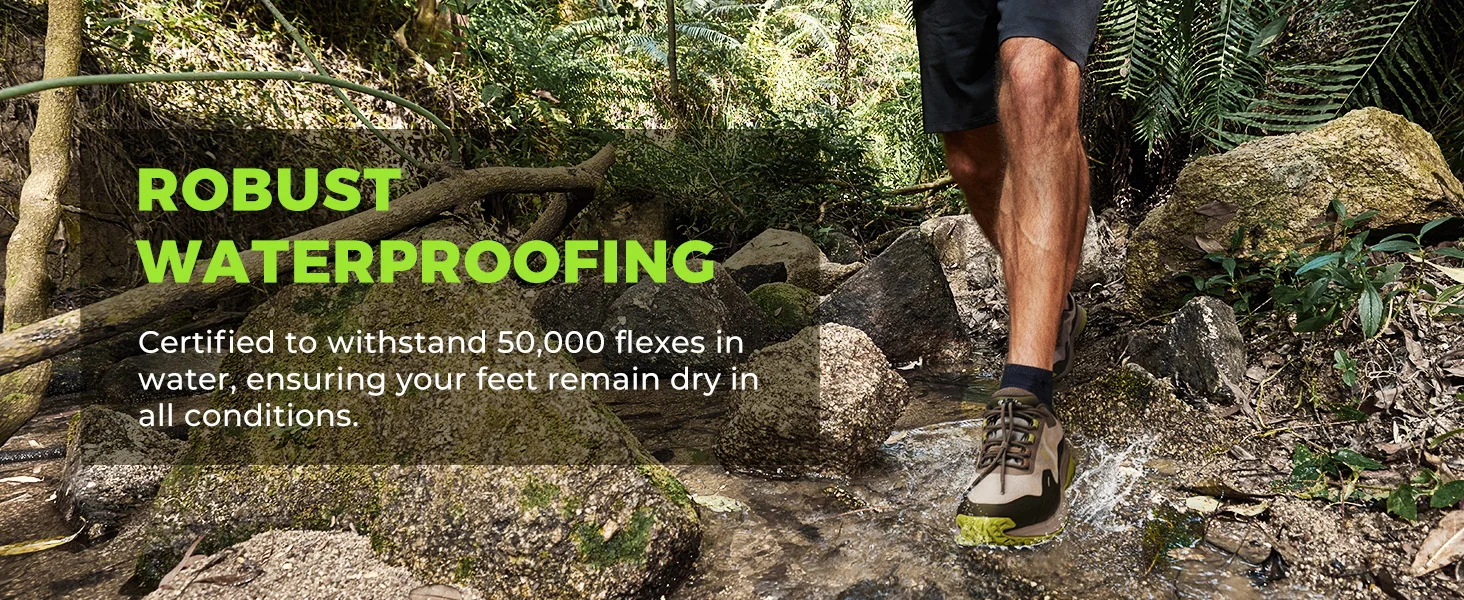 FitVille Men's Wide Waterproof Hiking Shoes, Slip-Resistant Non-slip All-Terrain Trekking Trainers with Quick Lace, Walking Sneakers for Travel, Camping and Running