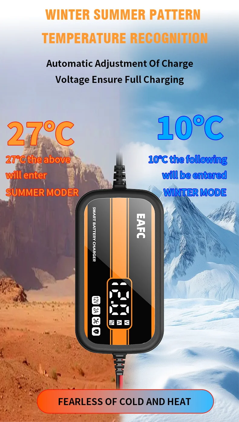 Newest 12V Car Battery Charger 2Ah-20Ah Intelligent Digital Display Lead Acid Battery Repair Charger for Car SUV Motorcycle