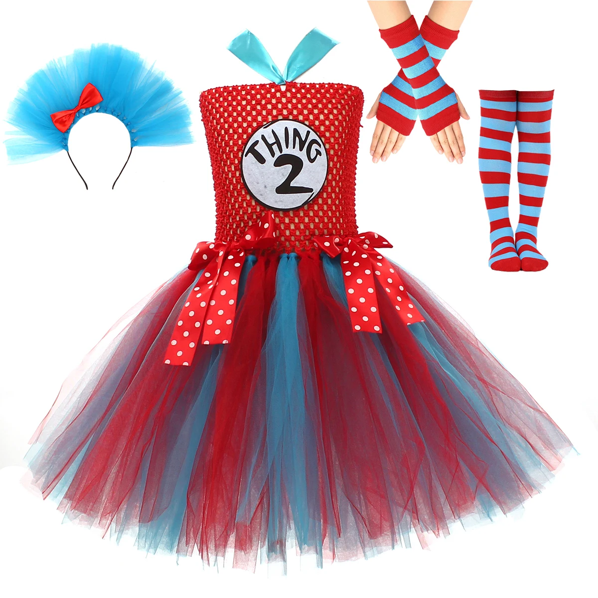 Cat in the Hat Girls Tutu Dress With Headband Dr. Seuss Thing 1 Thing 2 Costume for Kids Birthday Party Cosplay Fancy Dresses