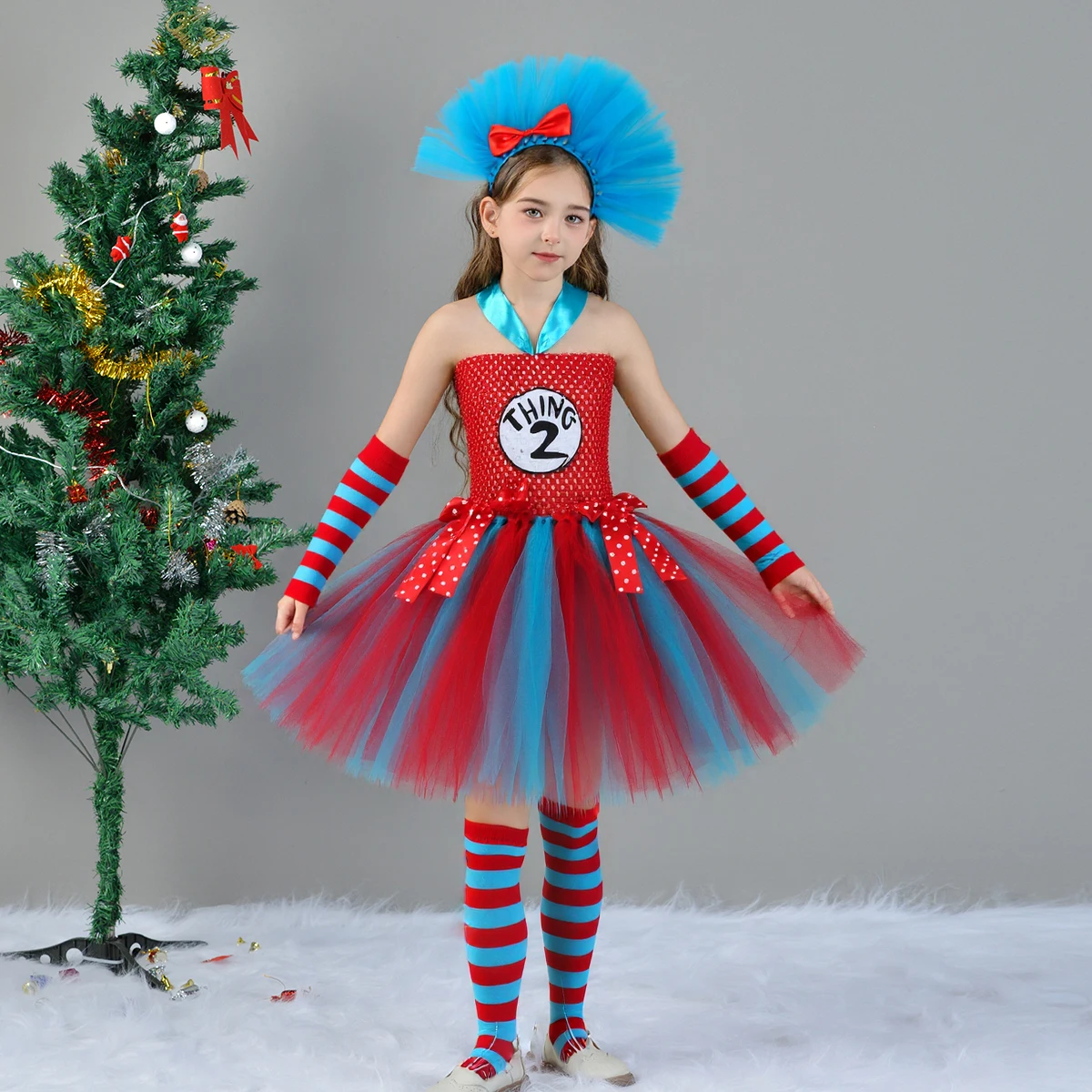 Cat in the Hat Girls Tutu Dress With Headband Dr. Seuss Thing 1 Thing 2 Costume for Kids Birthday Party Cosplay Fancy Dresses