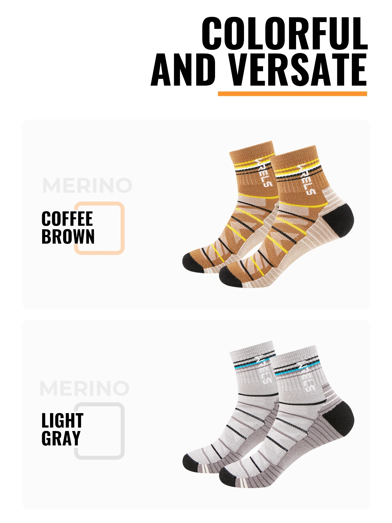 WRELS 1/2/3pairs Merino Wool Socks Warm Thermal Hiking Socks Cushion Sweat Wicking Breathable Compression Merino Wool Socks