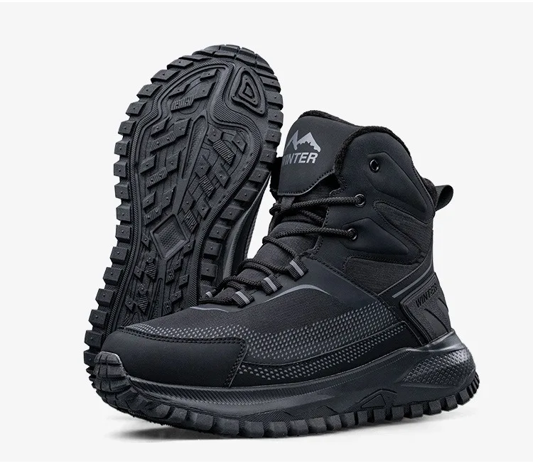 2026 Winter Men's General Cotton Shoes with Fleece Lining Thickened and Warm Cold-Resistant Boots Sizes 40-45