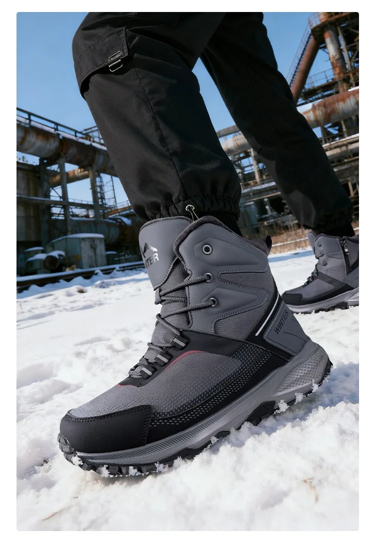 2026 Winter Men's General Cotton Shoes with Fleece Lining Thickened and Warm Cold-Resistant Boots Sizes 40-45