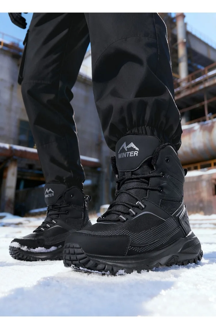 2026 Winter Men's General Cotton Shoes with Fleece Lining Thickened and Warm Cold-Resistant Boots Sizes 40-45