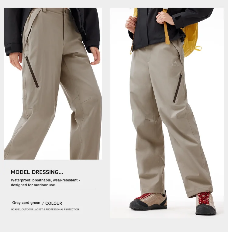 GOLDEN CAMEL Outdoor Hiking Pants Men Women Windproof Waterproof Breathable Wear-resistant Tear-resistant Hiking Soft Shell Trou