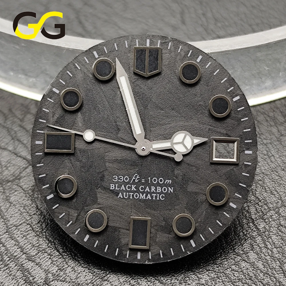 Hot Sale 28.5mm Carbon Fiber Green C3 Luminous Dial Replacement Part Fit NH34 NH35 8215 ETA2824 Mechanical Watch DIAL Custom