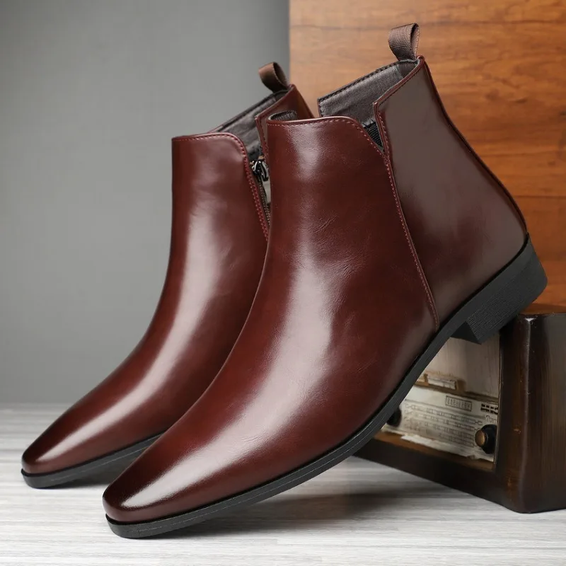 New Men's Boots Classics Chelsea Boots Luxury High Top Leather Boot Fashion Casual Ankle Boots Men Dress Boot Botas Para Hombre