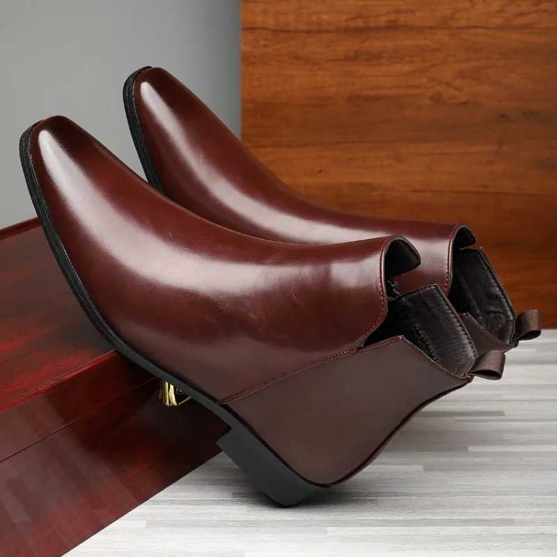 New Men's Boots Classics Chelsea Boots Luxury High Top Leather Boot Fashion Casual Ankle Boots Men Dress Boot Botas Para Hombre