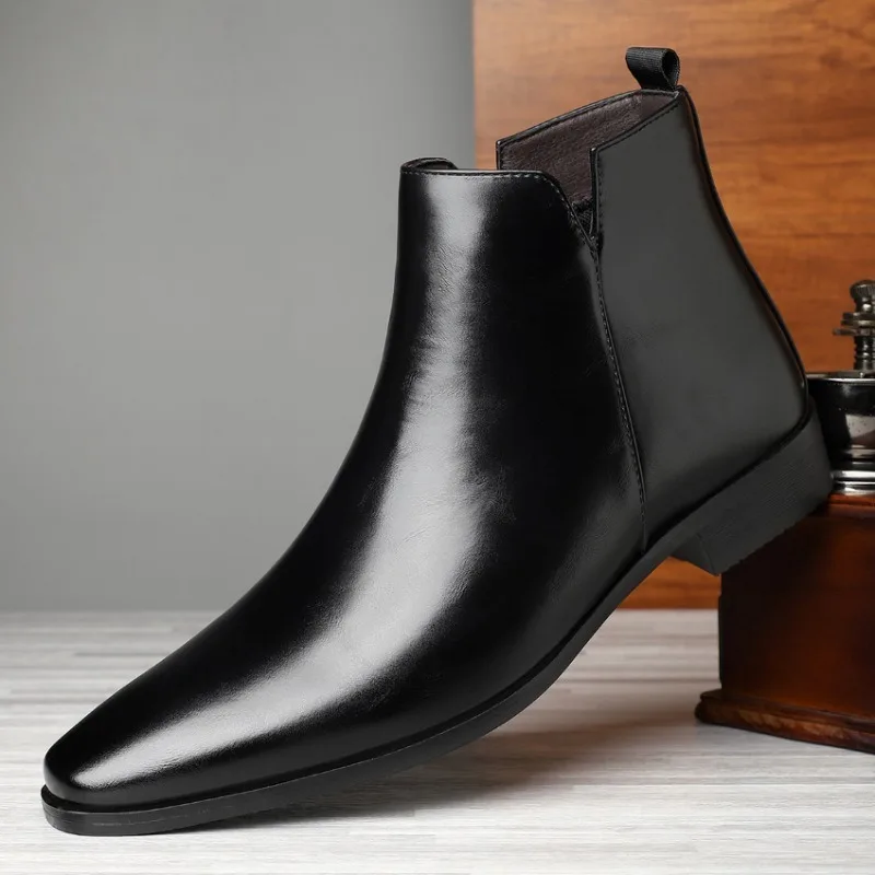 New Men's Boots Classics Chelsea Boots Luxury High Top Leather Boot Fashion Casual Ankle Boots Men Dress Boot Botas Para Hombre