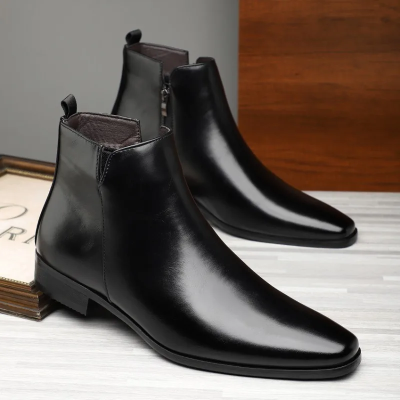 New Men's Boots Classics Chelsea Boots Luxury High Top Leather Boot Fashion Casual Ankle Boots Men Dress Boot Botas Para Hombre