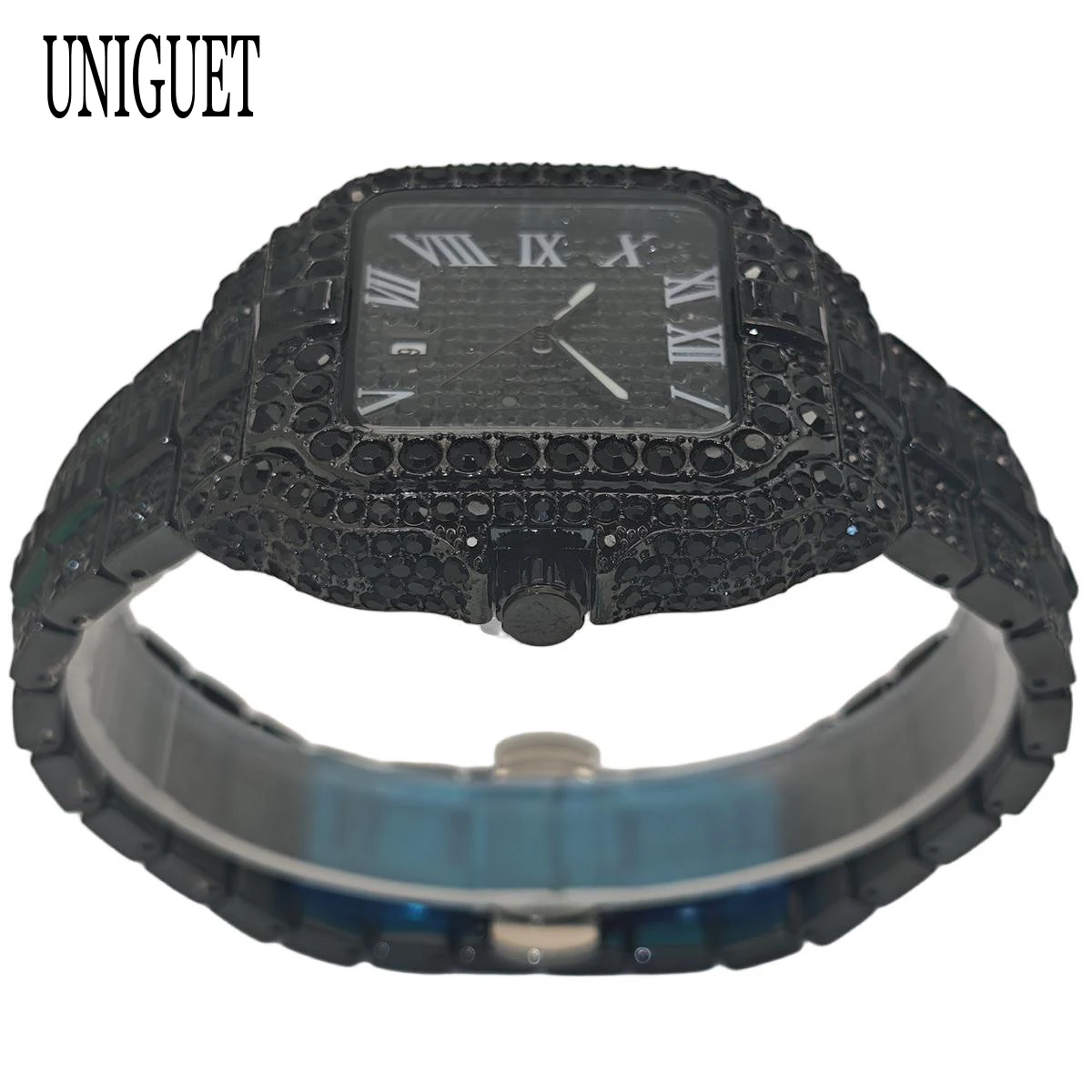Hot Fashion Full Diamond Watch Men UNIGUET Brand Hip Hop Iced Out Bling Jewelry Square Quartz Wristwatch For Man Dropshipping
