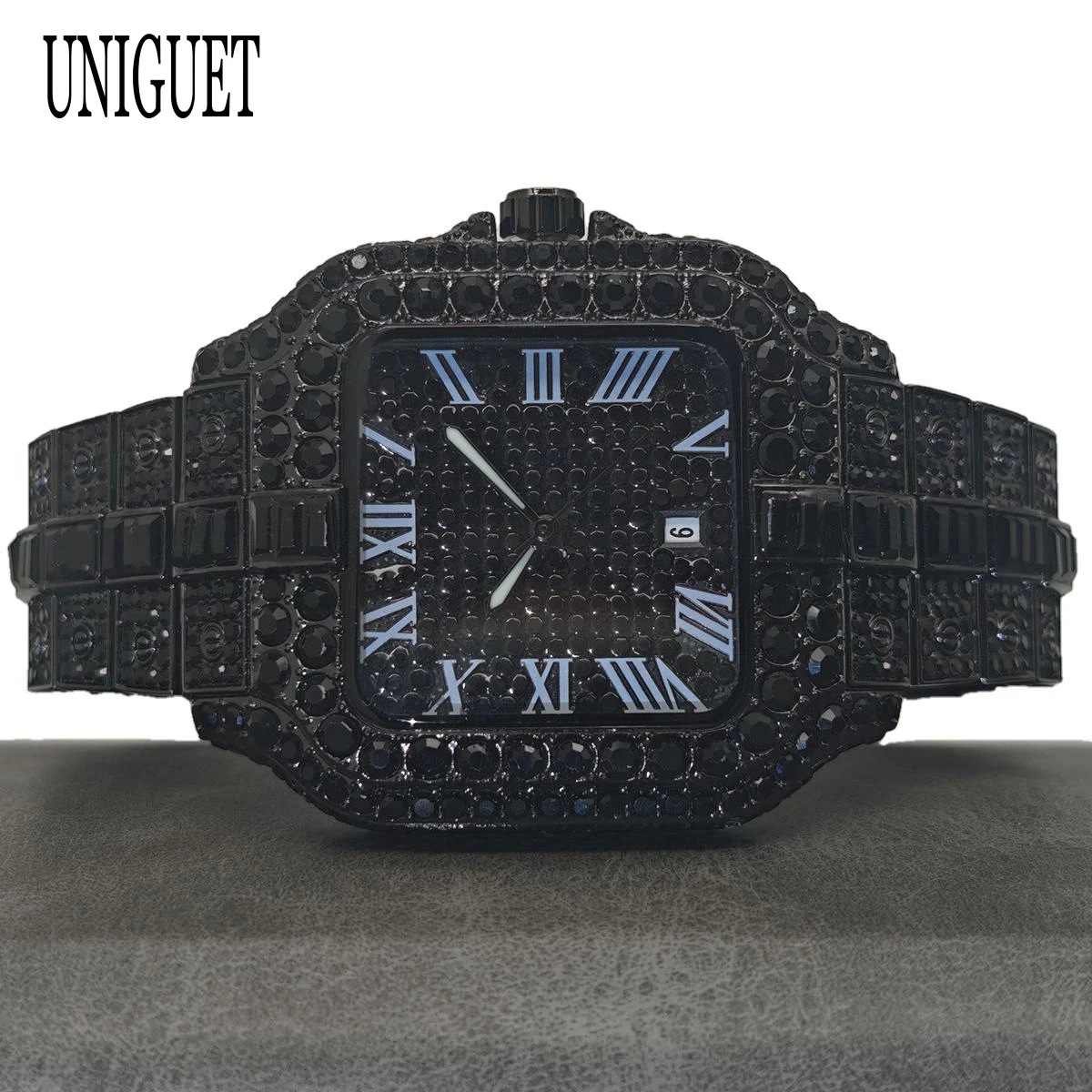 Hot Fashion Full Diamond Watch Men UNIGUET Brand Hip Hop Iced Out Bling Jewelry Square Quartz Wristwatch For Man Dropshipping