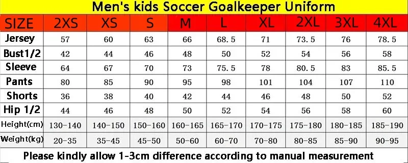Adult Kids Football Goalkeeper Jerseys Tracksuit Custom Men Soccer Goalie Tracksuit Long Sleeve Uniform Boy Gatekeeper Outfit