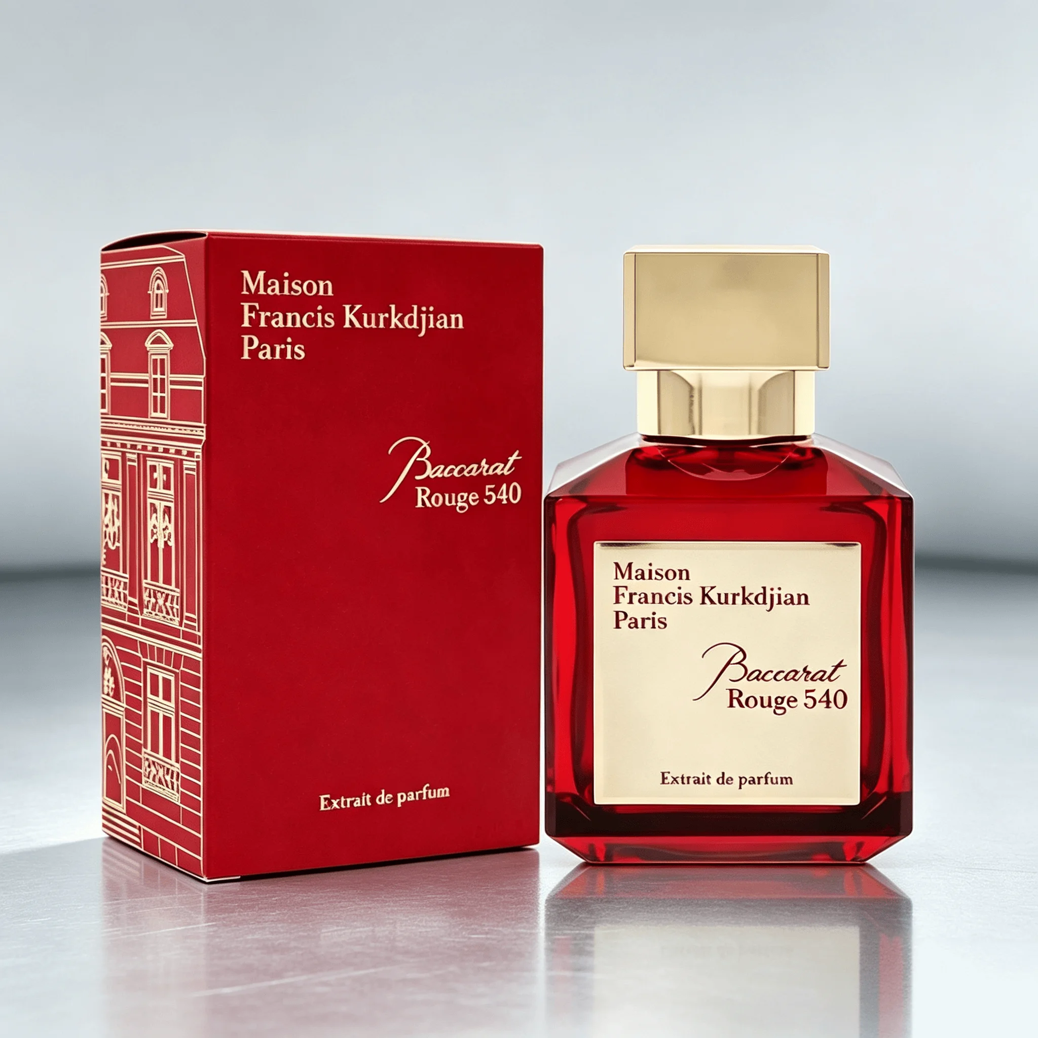 Maison Francis Kurkdjian Baccarat Rouge 540 Extrait De Parfum 70ml Unisex Perfume, Oriental Woody Amber Scent Saffron Jasmine Cedarwood, Strong Long Lasting Sillage Luxury Fragrance Spray for Men Women, Ideal Holiday Birthday Gift