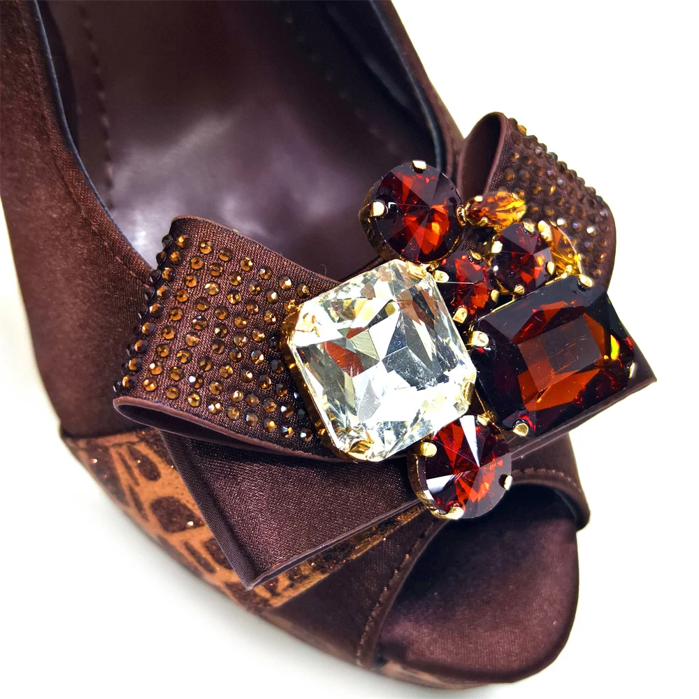 2024 Rhinestone Design INS Hot Sale New Arrivals African Shoes and Bag Set in Blue Color Open Toe Comfortable Women Heels